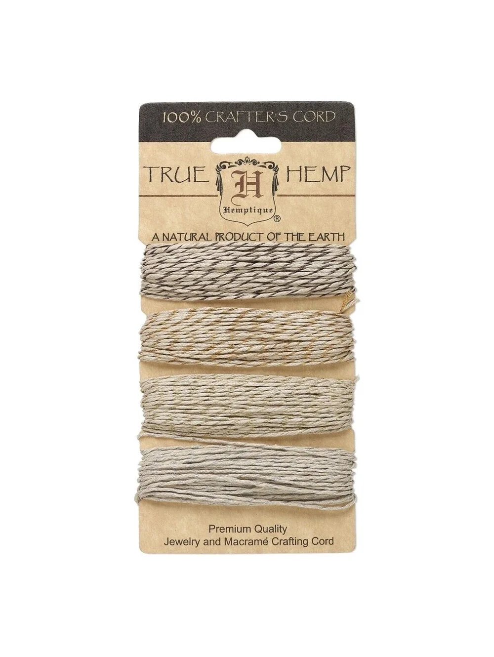 Hemp Variety Pack Metallic Cord 4 Colors Natural with Brown Orange Gold Silver